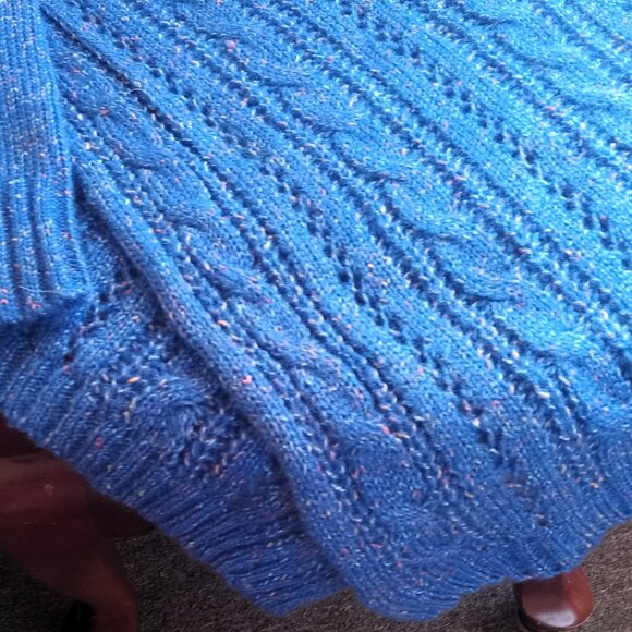 NWT NY Collection Blue Faux Wrap Front Sweater - Size XL - V Neck - Picture 2 of 10